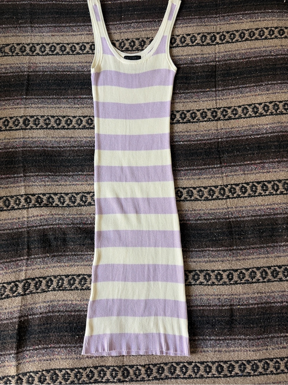 Sanctuary Lilac and Cream Striped Ribbed Midi Dress